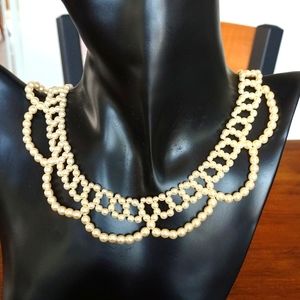 Almond pearl adjustable scalloped collar